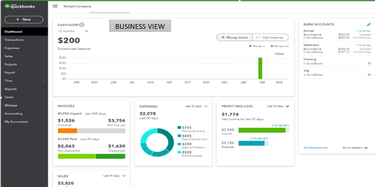 QuickBooks Screen