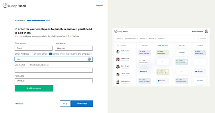 Buddy Punch Adding Employees
