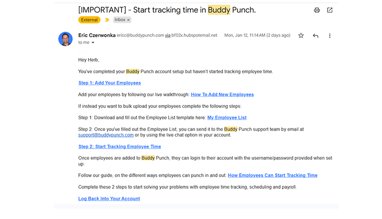 Buddy Punch Email