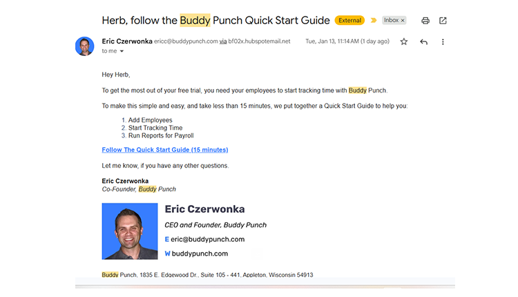 Buddy Punch Email